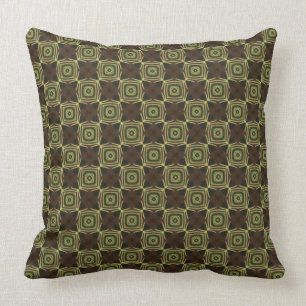 Verde, Brown y Cojín decorativo geométrico de los