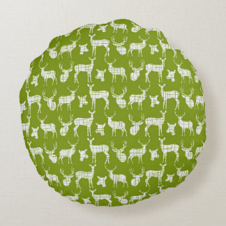Verde con almohada redonda de ciervo blanco