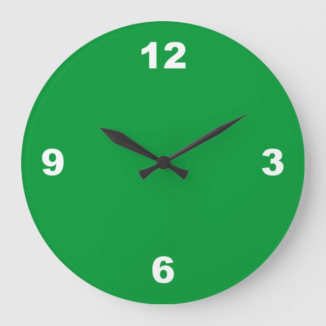 Verde con gran número de blanco reloj de pared (Anverso)