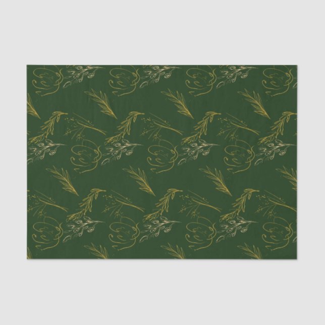 Verde con papel floral de oro contemporáneo (Anverso)