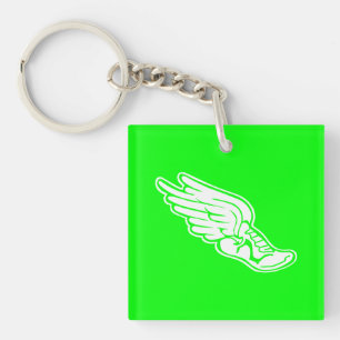 Verde de acrílico del llavero del logotipo de la