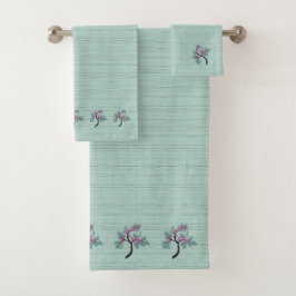Verde de árbol florido elegante + toalla de baño d