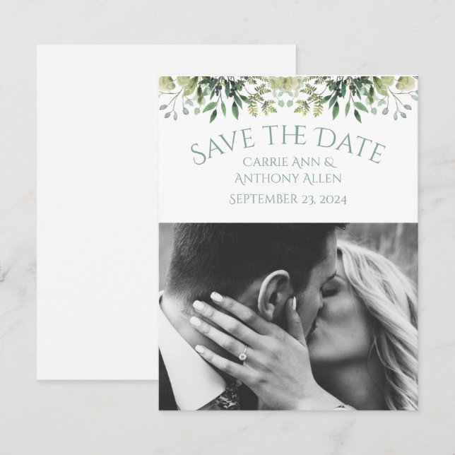 Verde de boda Eucalyptus Acuarela  (Anverso / Reverso)
