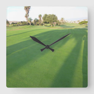 Verde de Golfista - Reloj de Pared Cuadrado HAMbWG