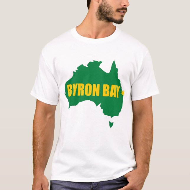 Verde de la bahía de Byron y camiseta del mapa del (Anverso)