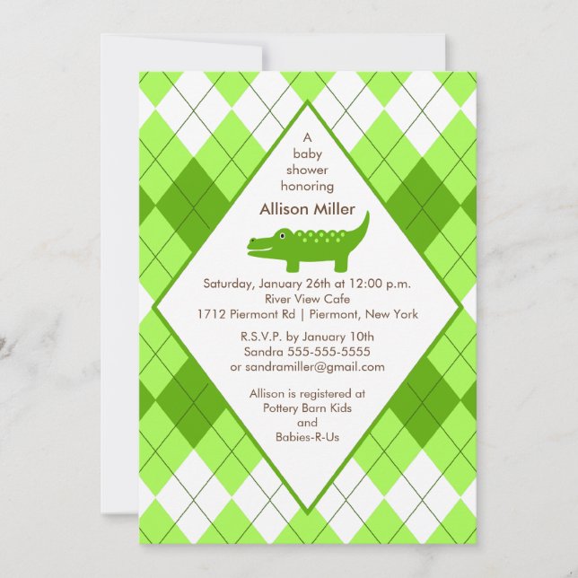 Verde de la invitación del beppy ligador Baby Show (Anverso)