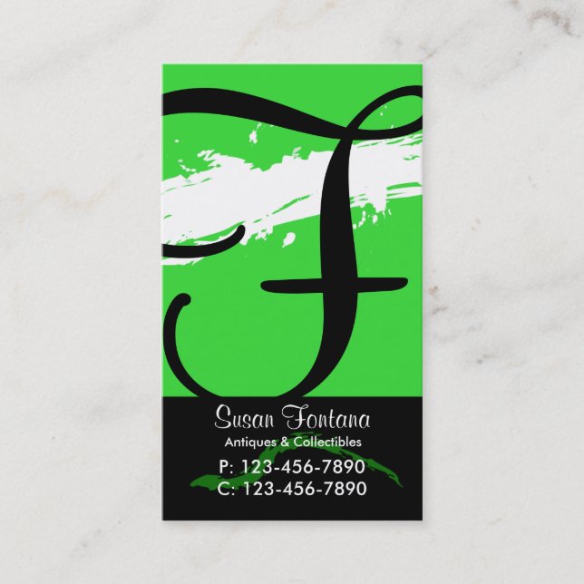 Verde de la tarjeta de visita de la salpicadura (Anverso)