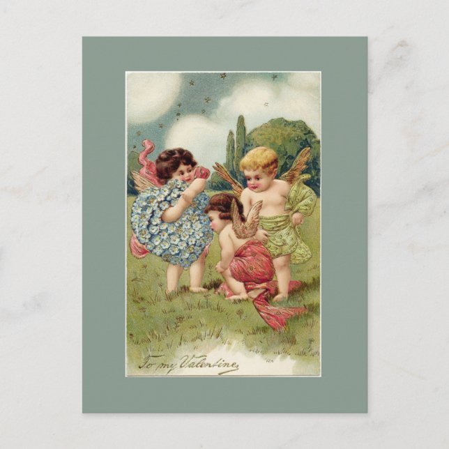 Verde de las querubes de la tarjeta del día de San (Anverso)