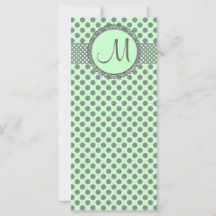 Verde de menta con puntos de polka gris-Monograma
