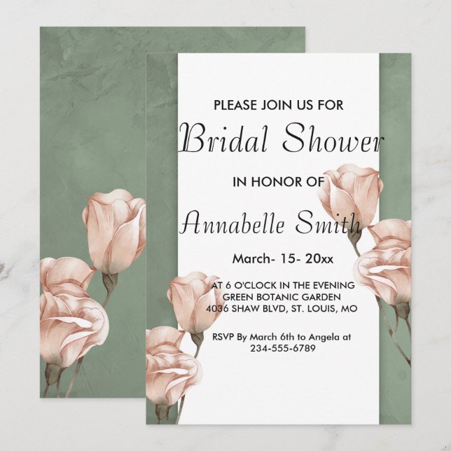 verde de moda Bridal Shower Invitación (Anverso / Reverso)