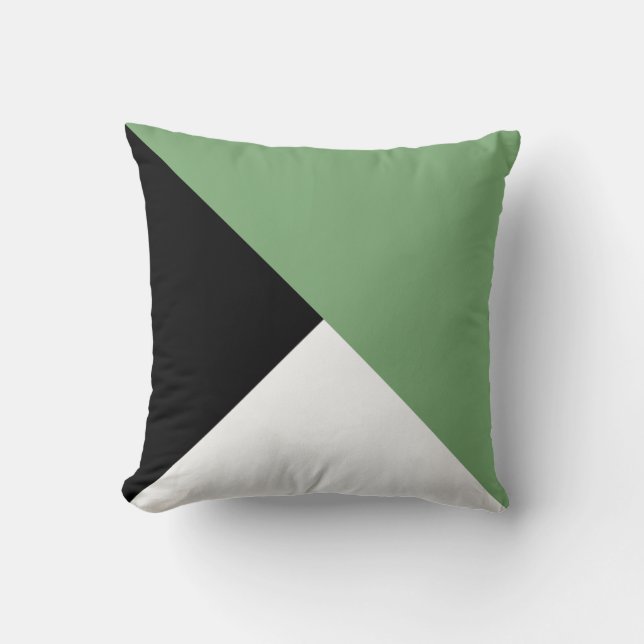 Verde de musgo, almohada diagonal blanca negra de (Anverso)