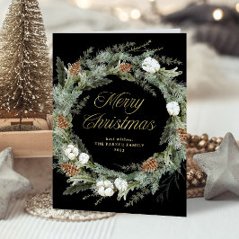 Verde de pino elegante negro | Navidad dorada