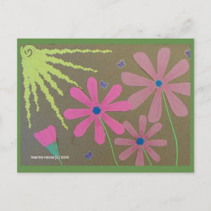 Verde de sol y flores Postal Blue Beach Song™