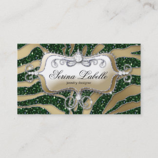 Verde del oro de la cebra de la tarjeta de visita