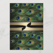 Verde del pavo real y invitación de la boda del