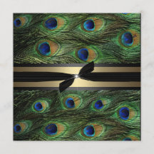 Verde del pavo real y invitación de la boda del