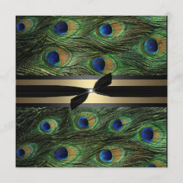 Verde del pavo real y invitación de la boda del