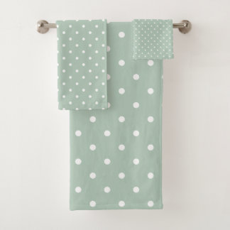 Verde del punto de polka blanco