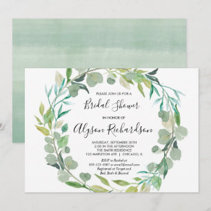 Verde ducha de novia invitación color verde agua
