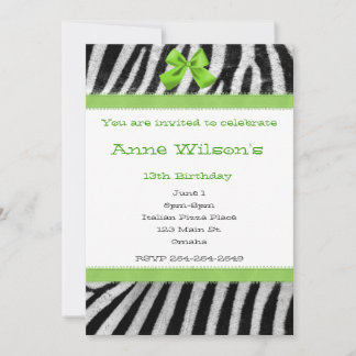 Verde e invitación de los chicas de la cebra