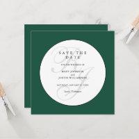 Verde elegante y monograma blanco para guardar la