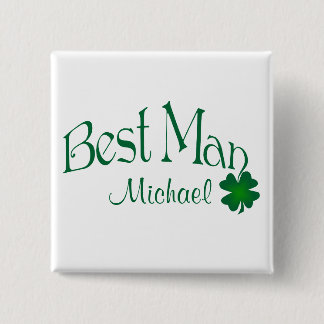 Verde esmeralda, botón blanco Shamrock Best Man
