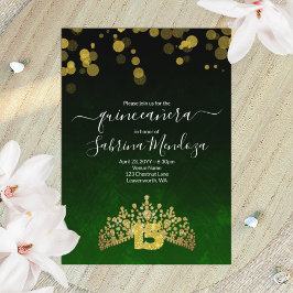 Verde Esmeralda, Invitación de Tiara Quinceanera d