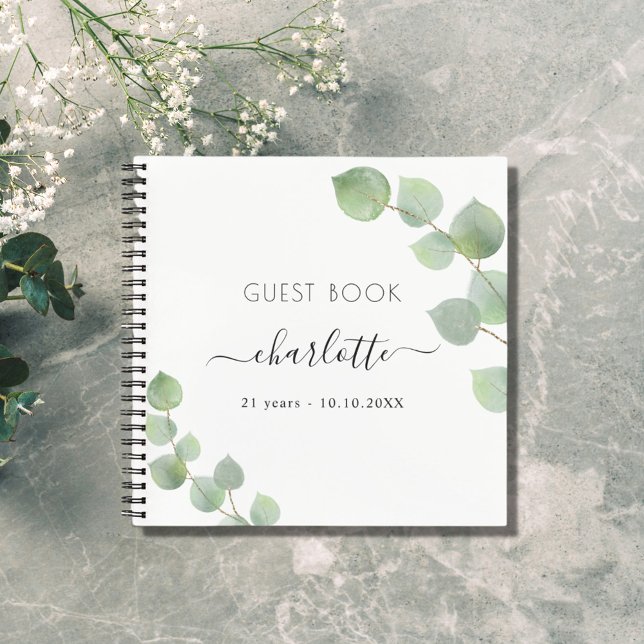 Verde eucalipto de cumpleaños del libro de invitad (Subido por el creador)