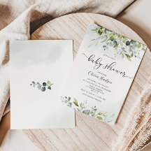 Verde eucalipto ducha de bebé Invitación