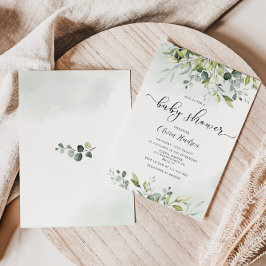 Verde eucalipto ducha de bebé Invitación