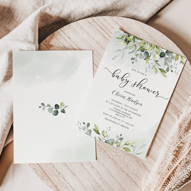 Verde eucalipto ducha de bebé Invitación (Subido por el creador)