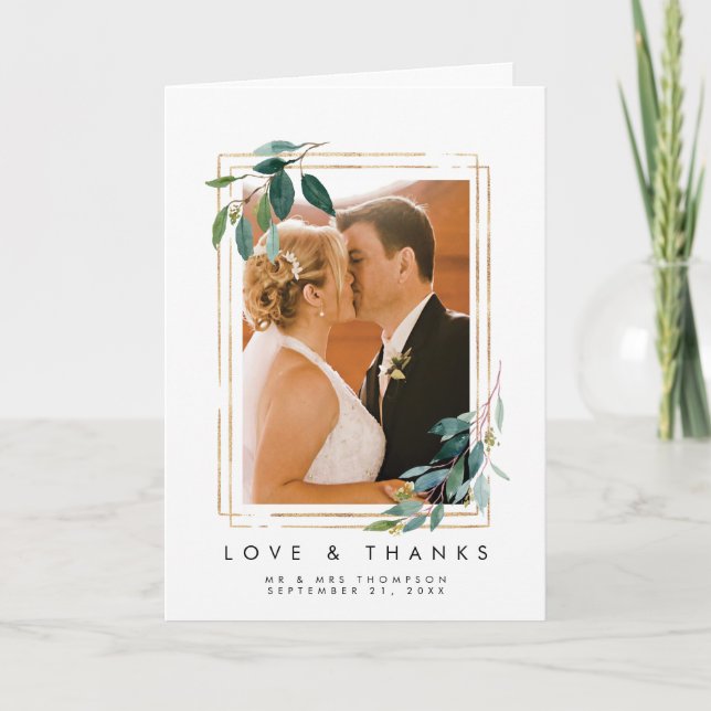 verde floral boda tarjeta de amor y agradecimiento (Anverso)
