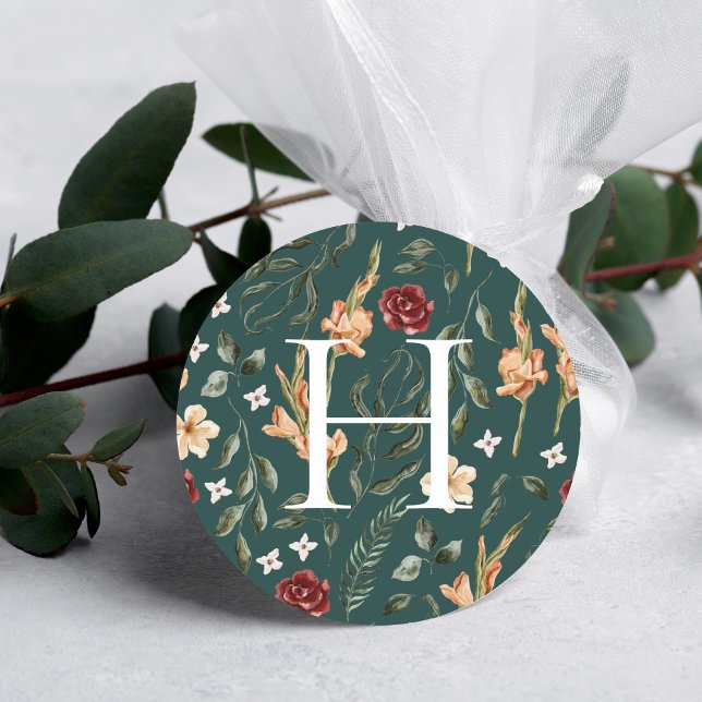 Verde Floral | Sello de Sobres de Boda con Monogra (Subido por el creador)