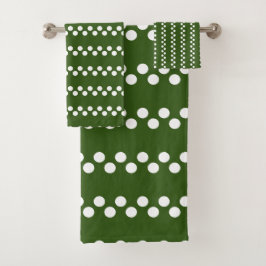 Verde Forestal: Patrón de puntos de polka blanco p