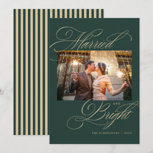 Verde Foto de Navidad de recién casados casados y
