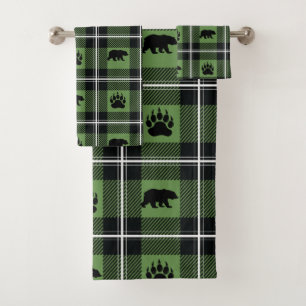 Verde franela moderno del oso y de la pata y