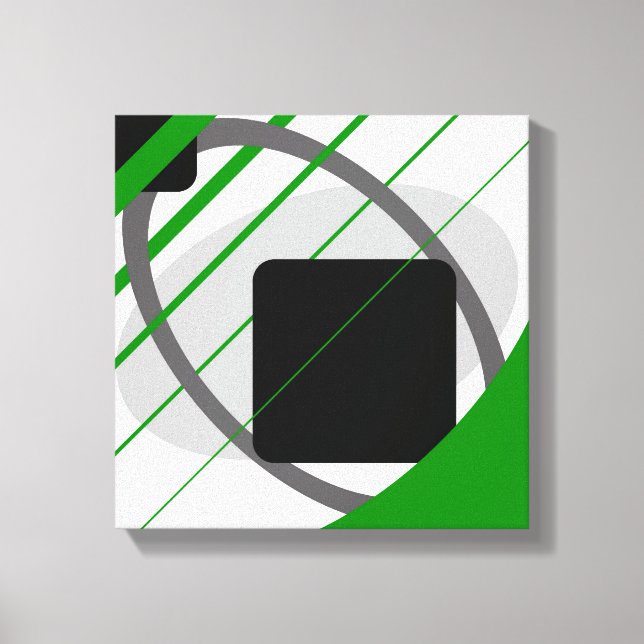 Verde Gris Negro Blanco Desactivado - Lienzo Envue (Anverso)