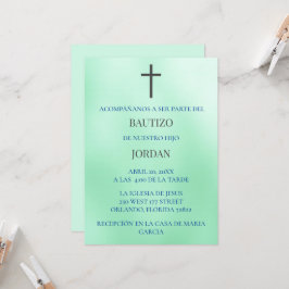 Verde Invitación de bautizo