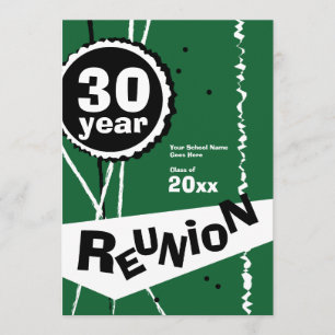 Verde invitación de la reunión de antiguos alumnos