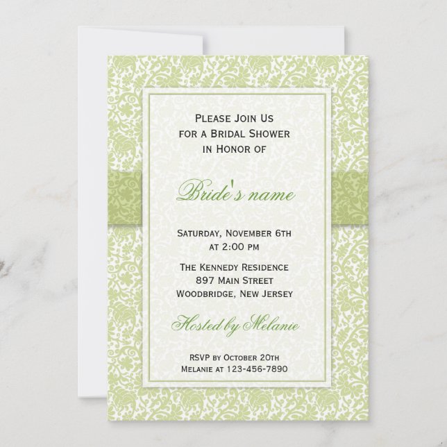 Verde: :: Invitaciones a la ducha de Boda de moda (Anverso)