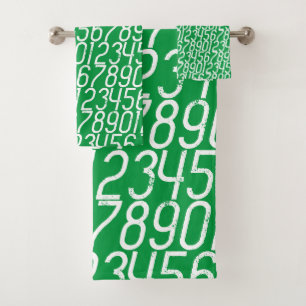 Verde Kelly y blanco. Números matemáticos.