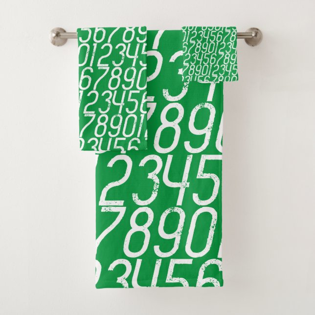 Verde Kelly y blanco. Números matemáticos. (In situ)