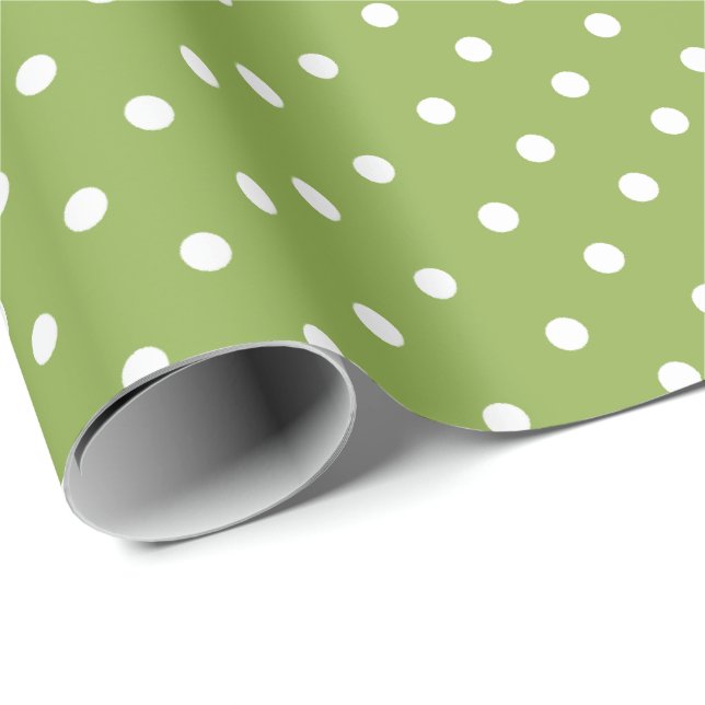 Verde lima | Papel de ajuste de puntos de polka bl (Esquina del rollo)