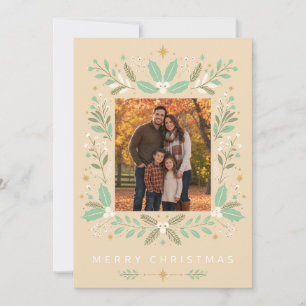 Verde Menta Botánico Feliz Navidad Familia Persona
