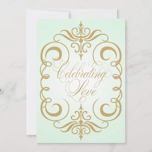 Verde menta e invitación de la boda del remolino (Anverso)