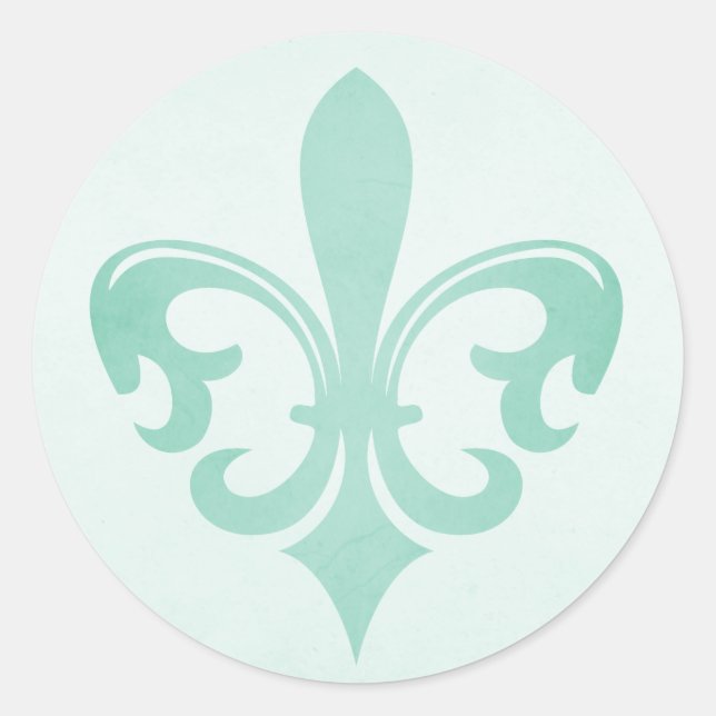 verde menta Fleur de lis pegatina (Anverso)