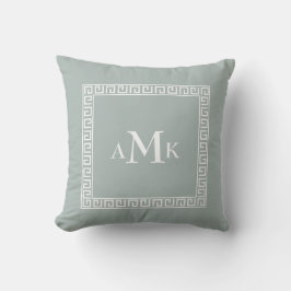 Verde menta Greca | Cojín decorativo monogramado