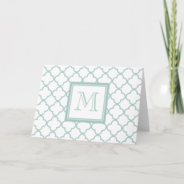 Verde menta, Quatrefoil blanco el | su monograma (Anverso)