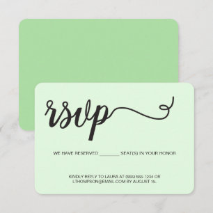 Verde menta RSVP sin enviar por correo Asiento Res
