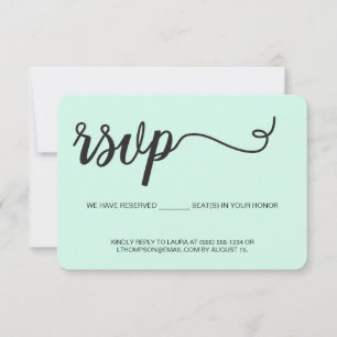 Verde menta RSVP sin enviar por correo Asiento res